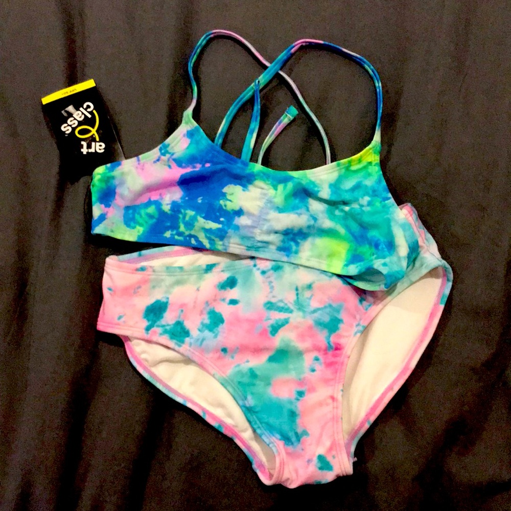 Art & Class Tie Dye Girls Bikini Swimsuit Size M(8)